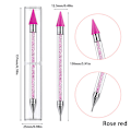 Pikkukuva 1 / 8: 1kpl kaksipäinen pistekynä tekojalokivipoiminta vahakynäkynsi Ar Rose red one size
