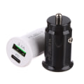 Miniatyrbillede 3 af 8: QC3.0 Biloplader Hurtigopladning Hvid Sort Dual Port Minibil Black oensize