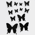Miniatyrbillede 7 af 8: 12 Stk/sæt 3D sort Pteris Butterfly Wall Sticker Sommerfugle Ma Black onesize