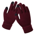 Miniatyrbillede 1 af 5: Kvinder Vinter Touch Handsker Varm Stretch Strik vanter Full Finge Wine red one size