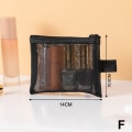 Miniatyrbillede 1 af 5: Mesh Makeup Tasker Sort og Hjerte Kosmetisk Taske Bærbar lynlås Black Style 6