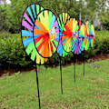 Miniatyrbilde 4 av 5: Dobbeltlags fargerikt hjul Vindmølle Vindspinner Barneleker Gar Multicolor 1PCS