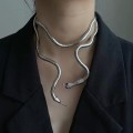 Miniatyrbild 2 av 8: Punk Snake Halsband Choker Justerbart Snake Armband Flexibel W Silver one size