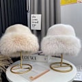 Miniatyrbilde 6 av 8: Fluffy Faux Fur Bucket Hat for Kvinner - Luksuriøs, Plysj Fiskerhatt Coffee