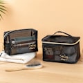 Miniatyrbillede 2 af 5: Mesh Makeup Tasker Sort og Hjerte Kosmetisk Taske Bærbar lynlås Black Style 4