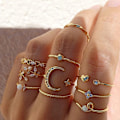 Pikkukuva 1 / 8: 10kpl/ set Moon Star Rings Naiset Tytöt Bohemian Set Gi One Size