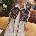 Miniatyrbild 6 av 8: Kvinnor broderad axelscarf Sjal Wrap Blommig skjorta Colla N7 one size