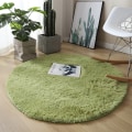 Miniatyrbillede 3 af 5: Fluffy Uldtæppe Stue Tæpper Kunstpels Rund Måtte Kids Roo Yellow 40*40cm