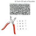 Pikkukuva 1 / 5: Sarjat Snap Fasteners Kit Tool Metal Snap Buttons Renkaat Fastilla Silver B