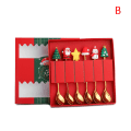 Miniatyrbillede 1 af 5: 4STK6STK Julegave lery Ske Gaffelsæt Elk Tree Dessert Sp Gold 6pcs