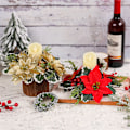 Miniatyrbillede 6 af 8: Juleblomst Lysestager Pynt Kunstige Roser Lys Red