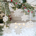 Miniatyrbillede 3 af 8: 24 Hvide Snefnug Ornamenter Træ Snefnug Jul White