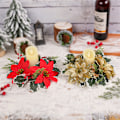 Miniatyrbillede 4 af 8: Juleblomst Lysestager Pynt Kunstige Roser Lys Red