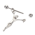 Miniatyrbild 4 av 5: Kirurgiskt stål Män Form Nippel Bar Barbell Sköld Ring Kropp Pi Silver One Size