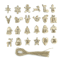 Miniatyrbillede 2 af 5: Juleadventskalenderposer Udsmykning 1-24 Træ Listi Brown 24 Pcs