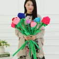 Miniatyrbilde 4 av 5: 1 stk tegneserie rose blomst utstoppet myk plysj leketøy Valentinsdag Green one size