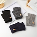 Pikkukuva 3 / 8: Neulotu Neuleiset Paksu Termiset Puoli Sormikkaat Naiset Miehet Talvi Ulkona Dark gray