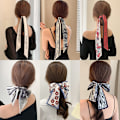 Miniatyrbild 3 av 7: Nytt mode sidenscarf hårband Long Ribbon Bow n Printing Hai A7 one size