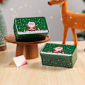 Miniatyrbilde 1 av 8: Christmas Square Blikboks Candy Box Gaveoppbevaringsboks Biscui Green onesize