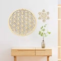 Miniatyrbillede 4 af 5: 1 PC Chakra Flower of life Naturligt Symbol Træ Rund Kant Circle Yellow 10cm