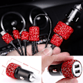 Miniatyrbild 4 av 5: Kvinnor Crystal Dual USB Port Bil Snabb Rhinestones Bling Laddare WT1