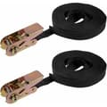 10m Spännband med Spärr – 600kg Lastkapacitet – 25mm Bredd – Polyester för Lastsäkring – 2-pack – Svart – 10m x 25mm