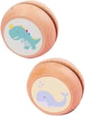 Träjojo, tecknad design, bärbar, redo att spela (2-pack)