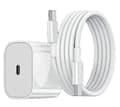 Snabbladdare för iPhone 17/16/15 och andra USB-C-enheter, USB-C till USB-C-kabel, vit