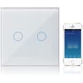 WiFi Touch-strömbrytare, kompatibel med Alexa och Google Assistant, 2-vägs, 1-polig. Tuya Smart Life App-styrd smart väggströmbrytare
