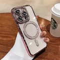 Lyxigt kristallklart telefonskal med diamanter för iPhone 13, bländande och glittrande, stöder MagSafe magnetisk trådlös laddning, rosa.