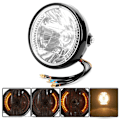 Miniatyrbillede 4 af 8: 7' H4 Motorcykel Forlygte Blinklys LED Front Blinklys Lampe
