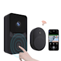 Miniatyrbillede 4 af 4: Smart Home Kontrolsystem Trådløs Video Dørklokke Sæt Elektronisk Produkt Bevægelsesdetektering Sort
