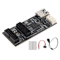 Miniatyrbillede 1 af 8: USB3.2 GEN1 Adapterkort 5Gbps Transmission Stabil Bredt Kompatibel 19PIN til 2 Port 19PIN Kort til Desktop Bundkort