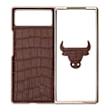Miniatyrbillede 1 af 8: Foldbar Telefonetui til Xiaomi MIX Fold 2 Nano Læder Krokodilemønster Anti-Ridse Telefonbeskyttende Etui Brun