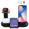 Miniatyrbilde 3 av 8: 4-i-1 Trådløs Lader Rask Trådløs Lading Stativ Brakett Støtte for iPhone 14 for Iwatch for IOS Ørepropper Svart