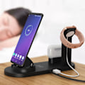 Miniatyrbilde 5 av 8: 4-i-1 Trådløs Lader Rask Trådløs Lading Stativ Brakett Støtte for iPhone 14 for Iwatch for IOS Ørepropper Svart