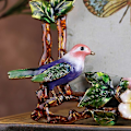 Miniatyrbillede 4 af 4: Blomster- og fuglebilledramme pendul kreativ emaljefarve metal billedramme håndværksdekoration