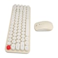 Pikkukuva 6 / 8: Langaton näppäimistö ja hiiri -setti Mini Kannettava Retro Hiljainen 2.4G Langaton 68 Näppäintä Toimiston Näppäimistö Hiiri Setti Beige