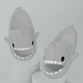 Miniatyrbild 1 av 3: Shark Tofflor Halkfria duschtofflor Badrumstofflor Mjuka sommarsandaler för flickor och pojkar New V Gray 36 37