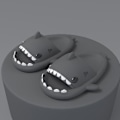 Miniatyrbild 1 av 5: Shark Tofflor Halkfria duschtofflor Badrumstofflor Mjuka sommarsandaler för flickor och pojkar New V Grey 40 41