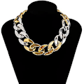 Miniatyrbild 4 av 5: Punk Cuban Link Chain Choker Halsband Guld Lätt Chunky Oval Chain Link Halsband Statement Hip Hop smycken Mixed color stitching