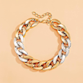 Miniatyrbild 5 av 5: Punk Cuban Link Chain Choker Halsband Guld Lätt Chunky Oval Chain Link Halsband Statement Hip Hop smycken Mixed color stitching