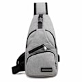 Miniatyrbild 9 av 9: Axelväska Herr Cross Body Väska Powerbank Uttag - Grå grå gray