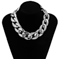 Miniatyrbild 4 av 5: Punk Cuban Link Chain Choker Halsband Guld Lätt Chunky Oval Chain Link Halsband Statement Hip Hop smycken silver