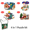 Miniatyrbild 1 av 2: 4 i 1 barnpusselleksak vattentätt djurpussel i läder med ryggsäck Montessori pedagogiskt spel för barn Julklapp Christmas With Bag