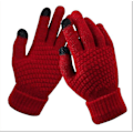 Miniatyrbild 1 av 5: Vinterhandskar med pekskärm för kvinnor Tjocka Varma Stickade Stretchhandskar Imitation Ull Helfinger Utomhusskidåkningshandskar Red