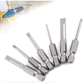 Miniatyrbilde 4 av 5: 6 stk. 50mm 2.0-6.0mm Flat Head Slotted Bit Skrutrekker Bits Sett S2 Legering Magnetisk 0.25\" Hex Slotted Skrutrekker Bits