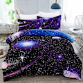 Miniatyrbild 1 av 5: Galaxy Cover Set Vändbar Sky Universe Moon Printed Sängkläder Quilt Cover med dragkedja för sängkläder Decro, Ultra Soft Microfiber W Single