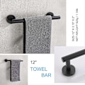 Miniatyrbillede 3 af 5: Sort Mat Sort Finish Håndklædeholder til Badeværelse 30 cm