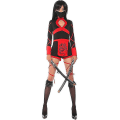 Miniatyrbild 2 av 5: Kvinnors Halloween Dragon Ninja Cosplay Jumpsuit Kvinnlig Samurai Kostym Lady Fancy Dress Outfits - Red S